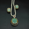 Pearl Necklace with Tortoise Stone Pendant - Additional Image