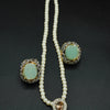 Pearl Necklace with Tortoise Stone Pendant - Additional Image