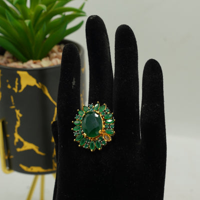 Green Sunburst Ring