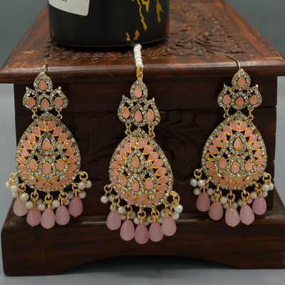 Bindiya and Earrings with Radiant Pink Stones