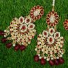 Golden Bindiya and Earrings Set with Bold Red Stones - Additional Image