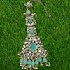 Silver Bindiya Designed with Shimmering Blue Stones - Additional Image