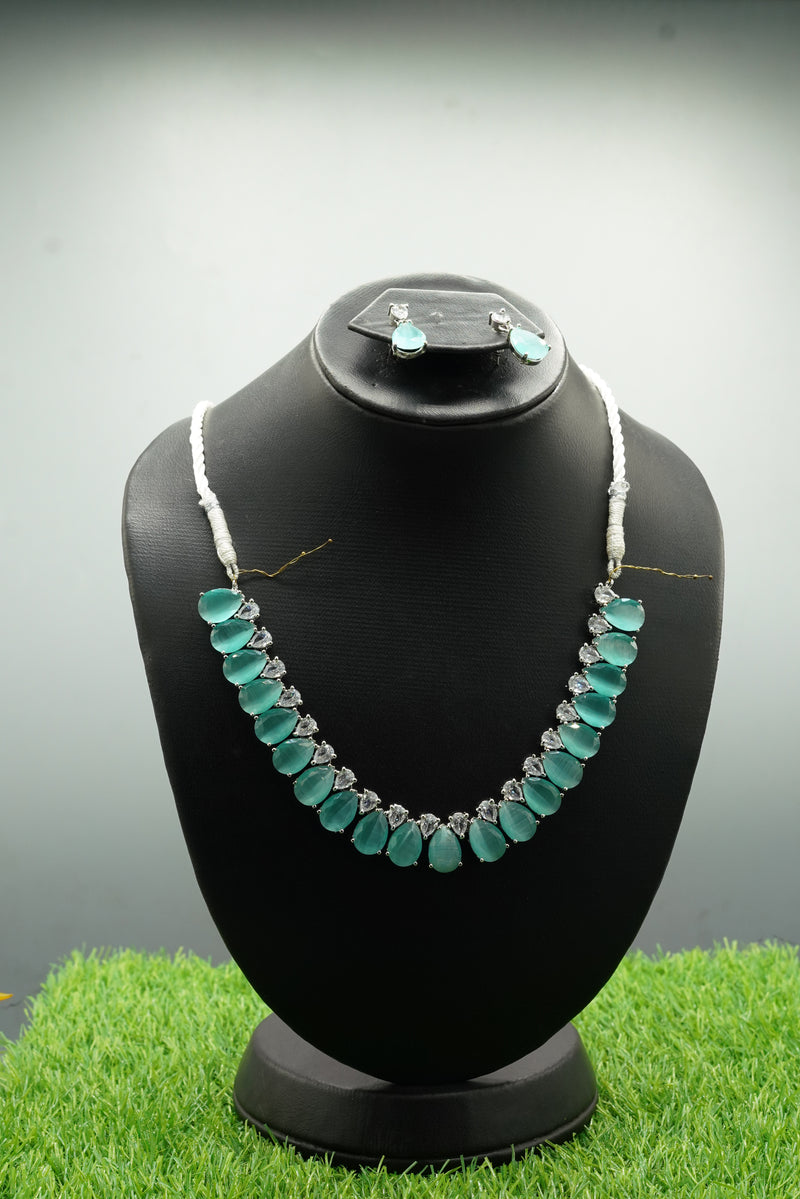 Sea Blue Necklace with Earrings