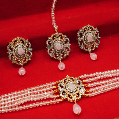 Gold & Pink Choker Set