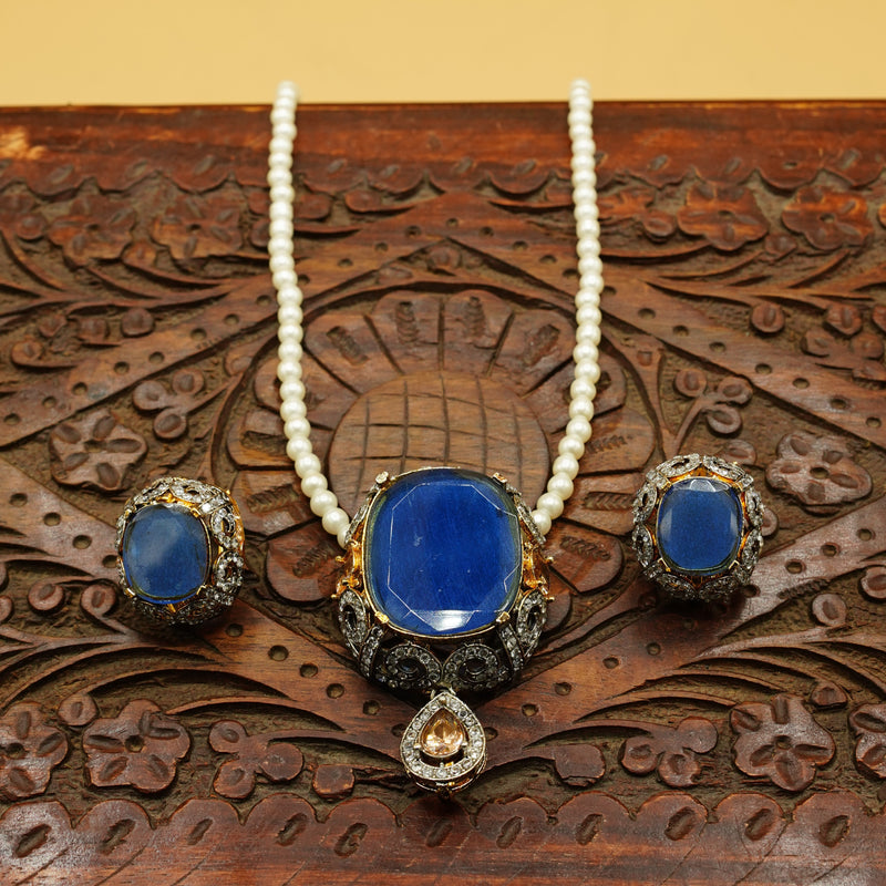 Dark Blue Single Stone Necklace