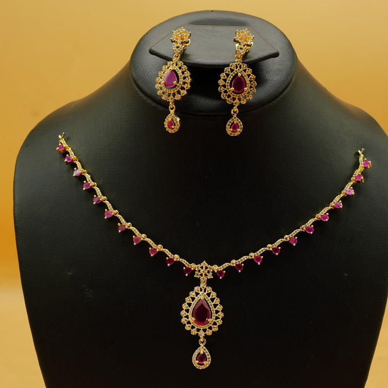 Pink Stone Necklace Set