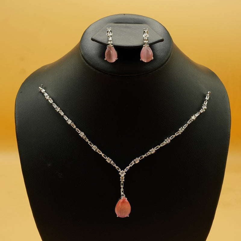 1 carat Soft Pink Charm Necklace Set