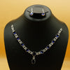 Silver Set with Royal Blue Stone Pendant & Earrings - Additional Image