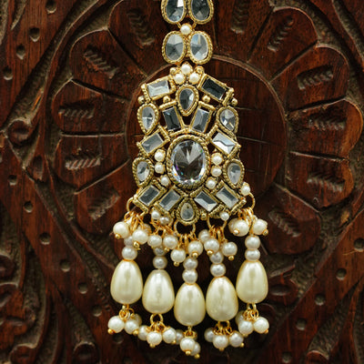 Golden Bindiya with White Pearls