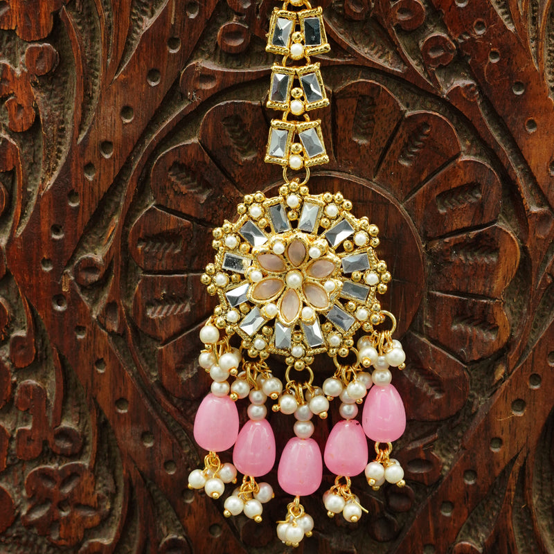 Silver Bindi with Rose Pink Stone