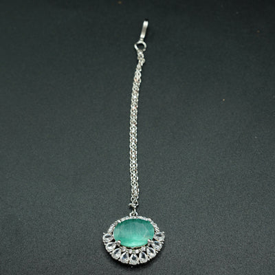 Silver Bindi with Tortoise Stone Accent