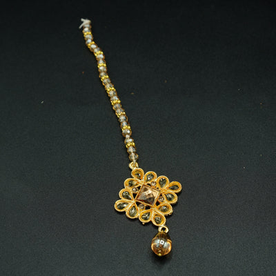 Golden Bindi with Sparkling Champagne Stones