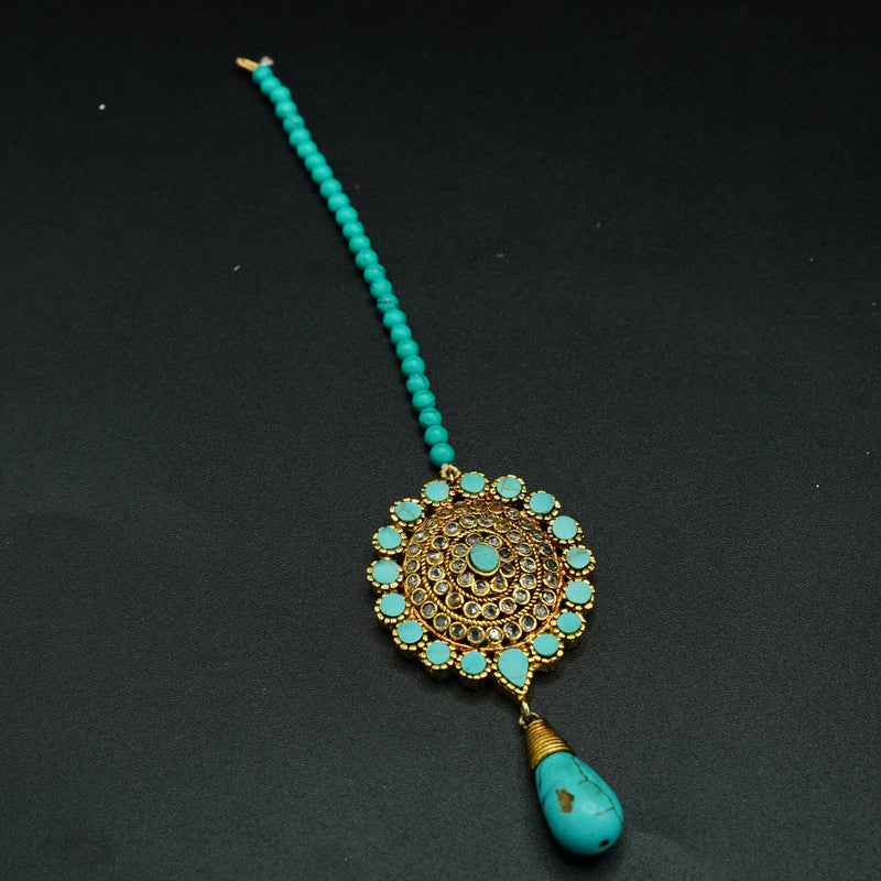 Royal Golden Bindi with Blue Stones