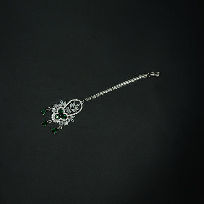 Silver Bindia with Green Stone