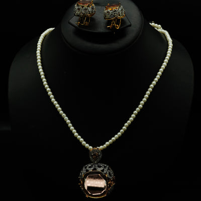 Regal Pearl & Champagne Gemstone Jewelry Set ✨