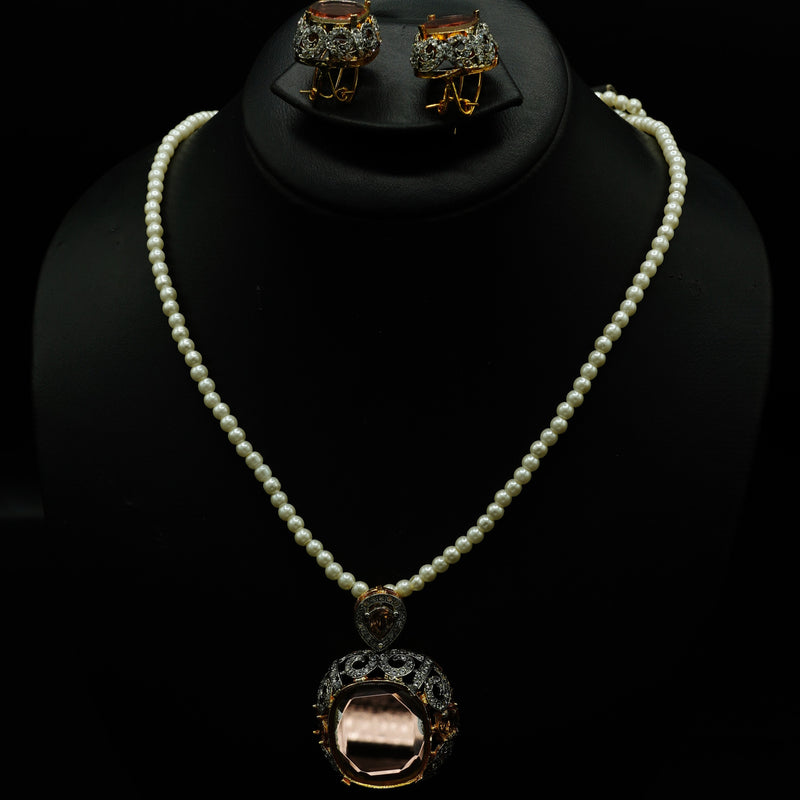 Regal Pearl & Champagne Gemstone Jewelry Set ✨