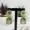 Green & Gold Filigree Jhumkas - Additional Image