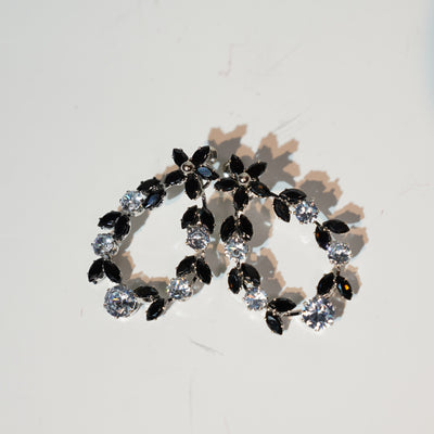 Black & Crystal Hoop Earrings