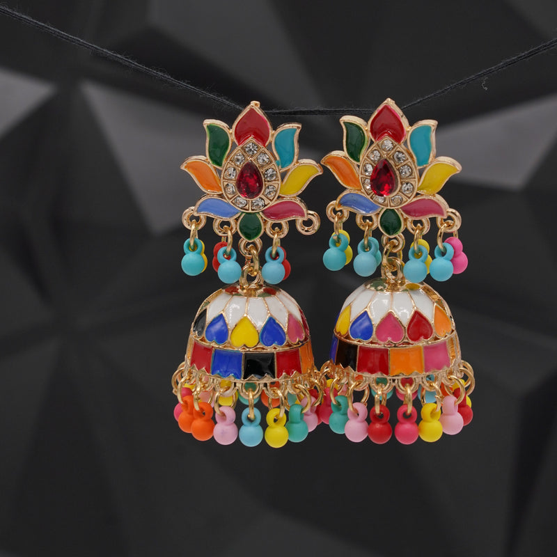 Multicolor Lotus Jhumkas