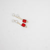 Red & Pearl Drop Earrings - Additional Image