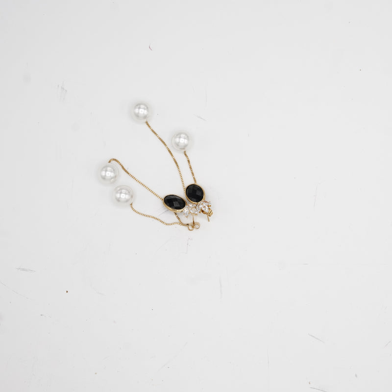 Black & Pearl Drop Earrings