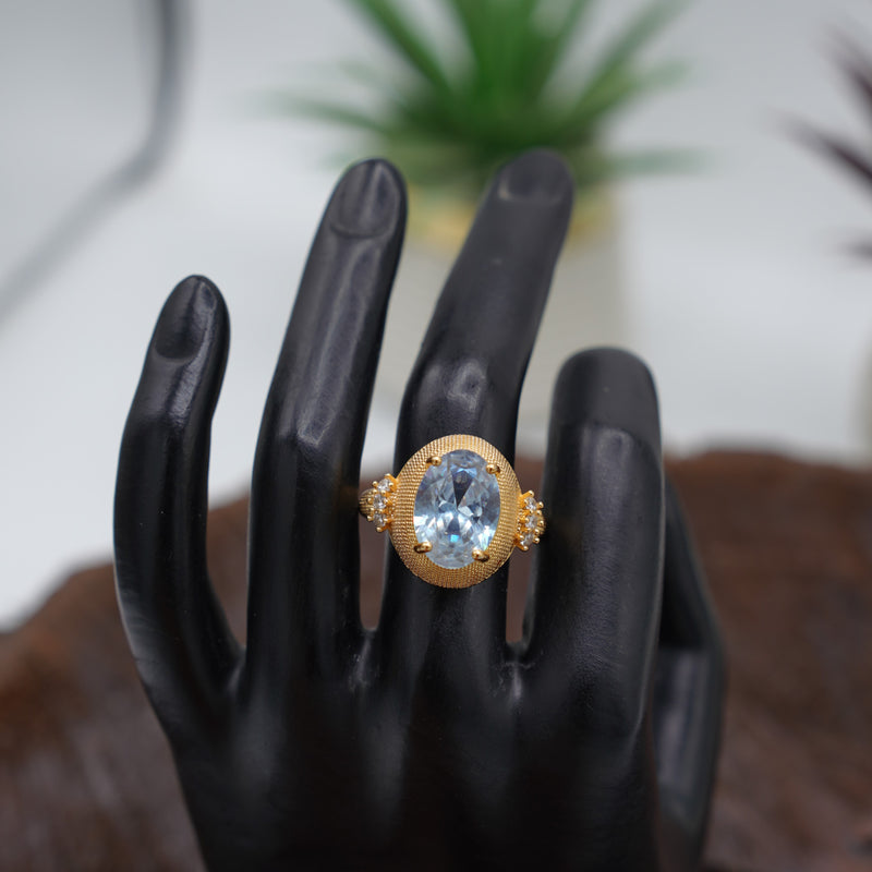 silver and gold Gemstone Ring