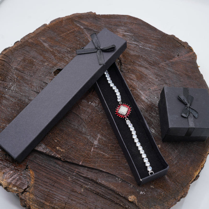 Red & White Gemstone Bracelet