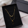 Dual Gold Necklaces – Beaded Curve & Black Pendant - Additional Image