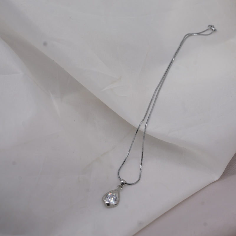 Teardrop Silver Necklace with Faceted Gemstone