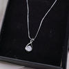 Teardrop Silver Necklace with Clear Gemstone . - Additional Image