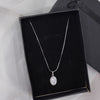 Oval Halo Silver Necklace - Additional Image