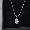 Oval Halo Silver Necklace - Additional Image