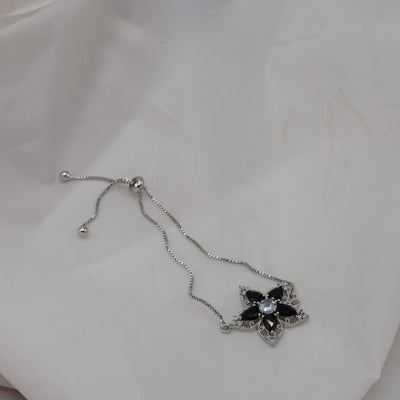 Black and Silver Flower Bracelet