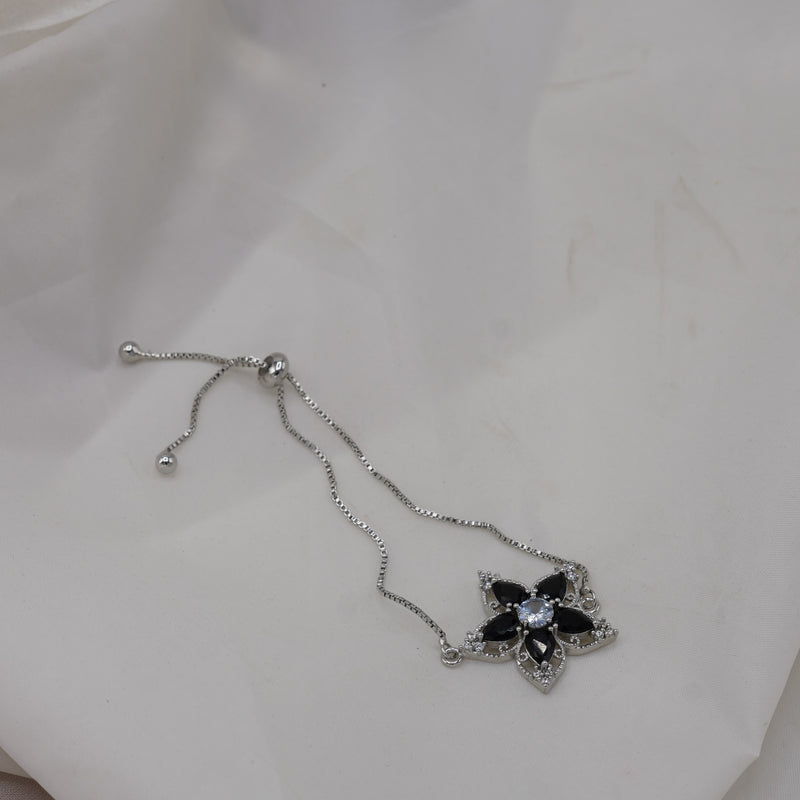 Black and Silver Flower Bracelet