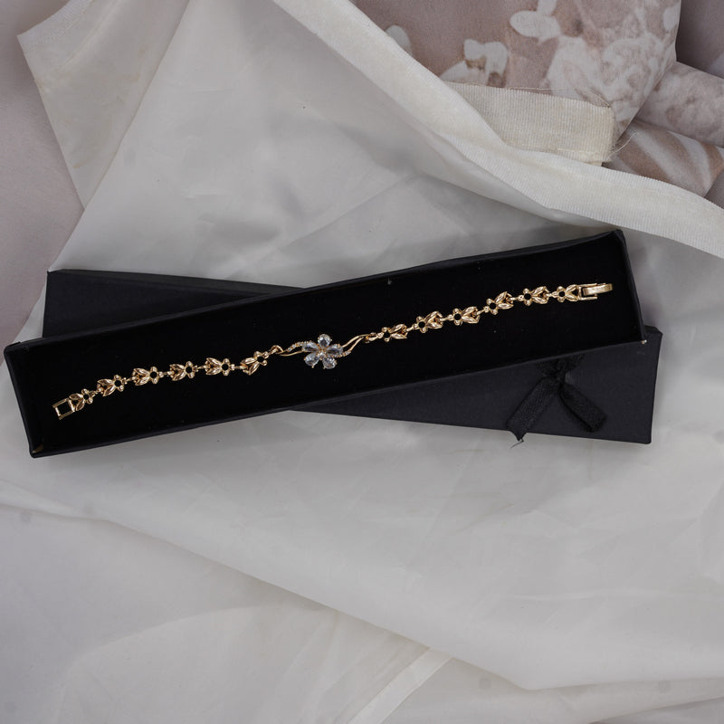 Gold Floral Crystal Bracelet