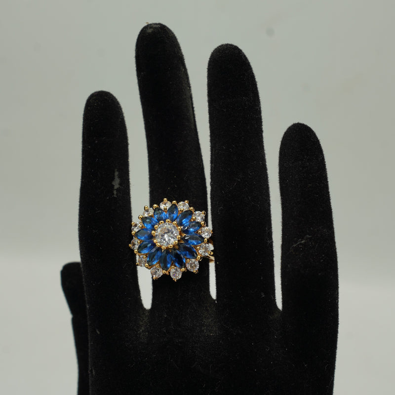 Blue Floral Diamond Ring