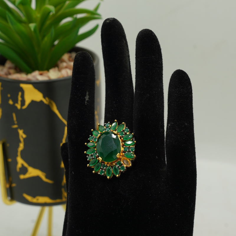Green Sunburst Ring