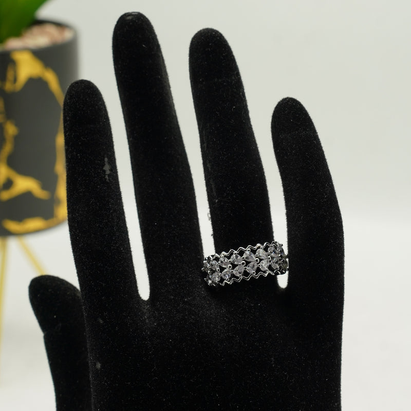 Silver Cluster Gem Ring