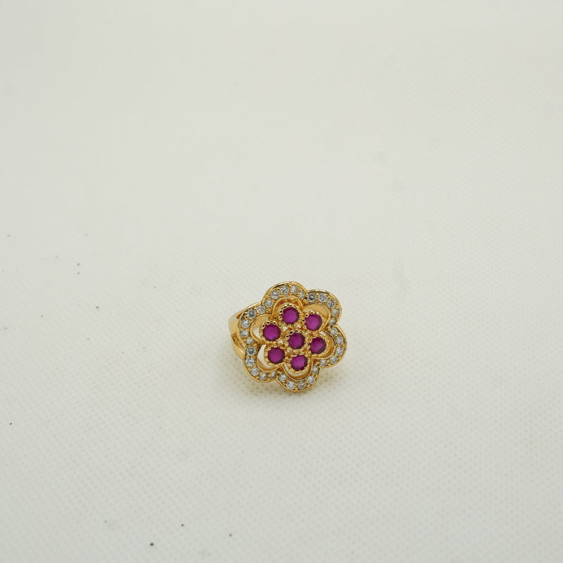 Red Bloom Circle Ring
