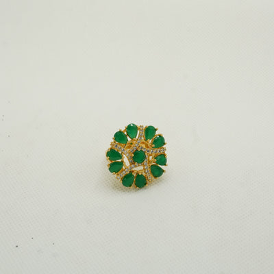 Green Petal Statement Ring