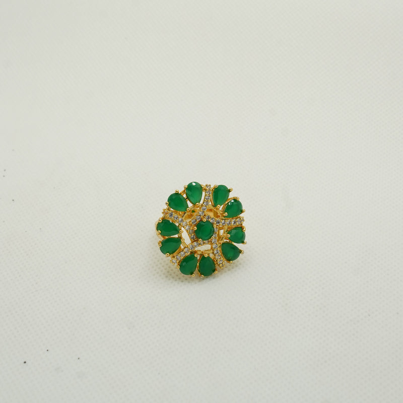 Green Petal Statement Ring