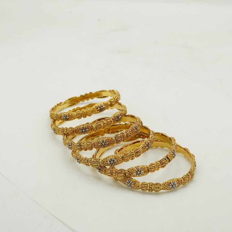 Textured Gold Bangle Set