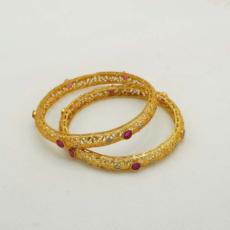 Red Stone Gold Bangles