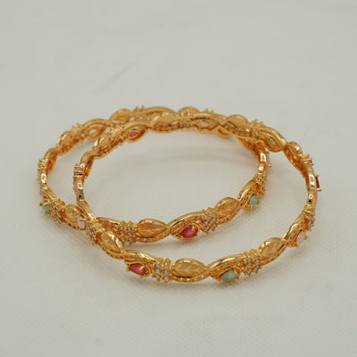 Pink & Green Gem Bangles