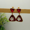 Red Triangle Drop Earrings - Additional Image