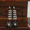 Silver & Black Leaf Earrings - Additional Image