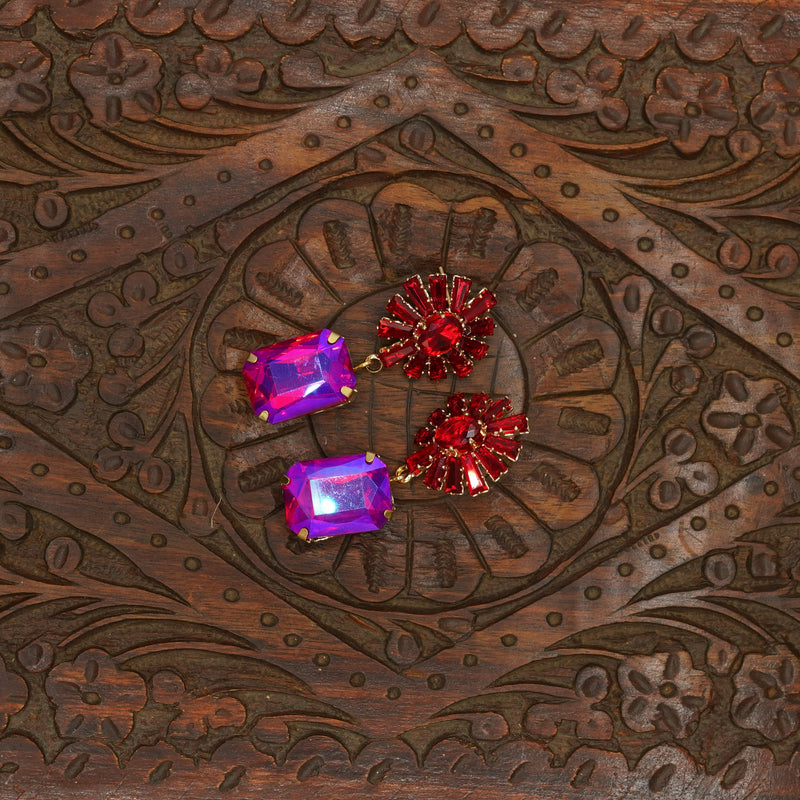 Purple & Red Gem Earrings