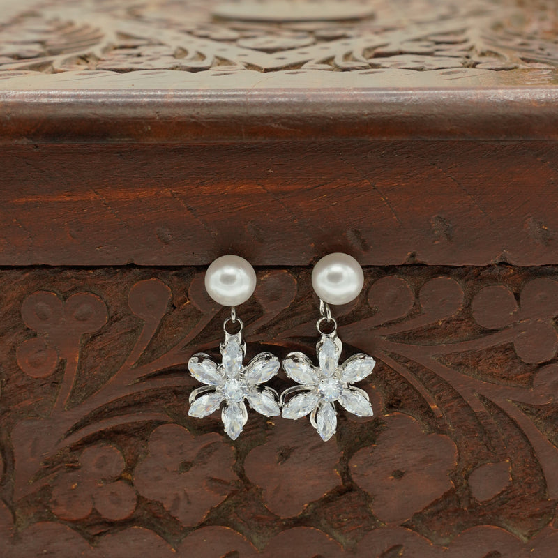 Pearl & Crystal Floral Earrings