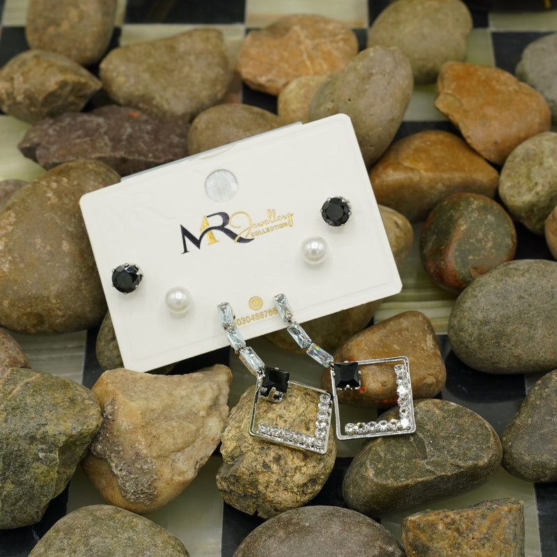 Pearl & Silver Earring Trio