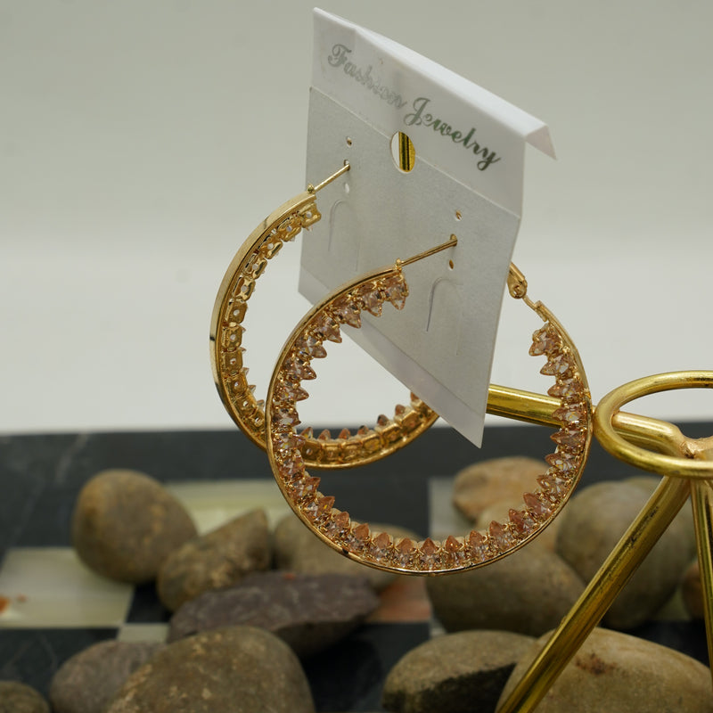 Pink Gem Hoop Earrings